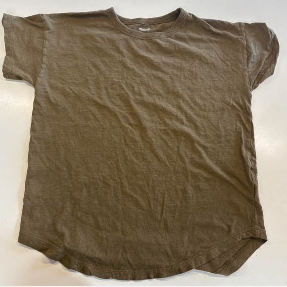 MADEWELL - Women's Basic Top - round Hem - Khaki 100% Cotton‎ - Size 10 - Picture 1 of 5